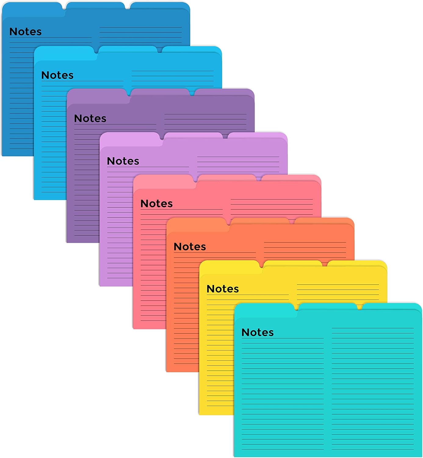24 Pack Lined File Folders, 1/3 Cut Tabs, Vibrant Colors