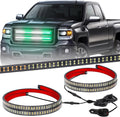 Truck Grill Emergency Lights Strip 24in 2PCS Green White - Visible