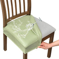 PU-Light Green Dining Chair Covers Set of 6 - Stretch PU Leather Fit