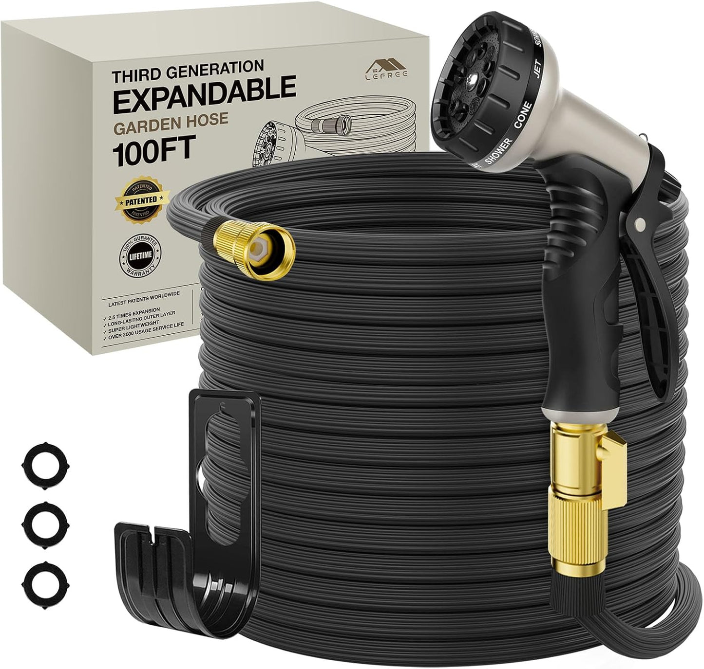 Lefree 100ft Expandable Garden Hose - Lightweight & Leak-Proof
