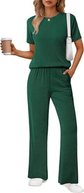Ekouaer Lounge Set for Women Ribbed 2-Piece Pajama Set