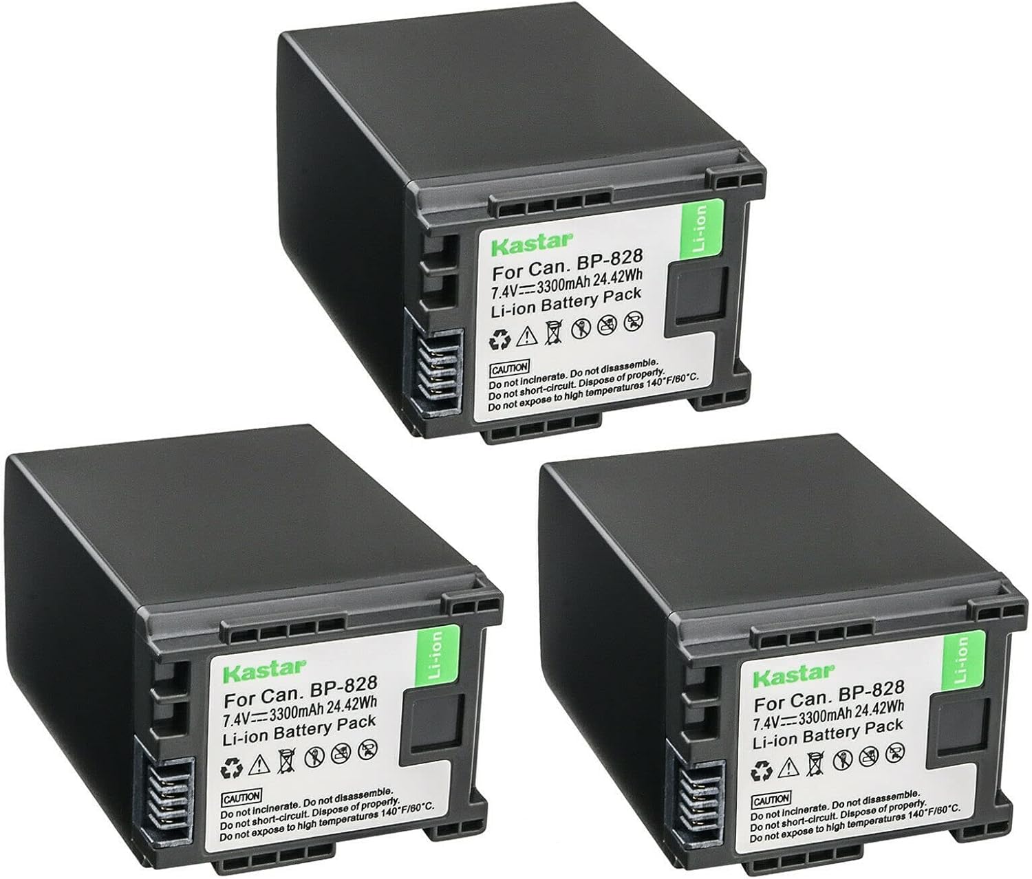 Kastar 3-Pack BP-828 Battery Replacement for Canon Camcorders