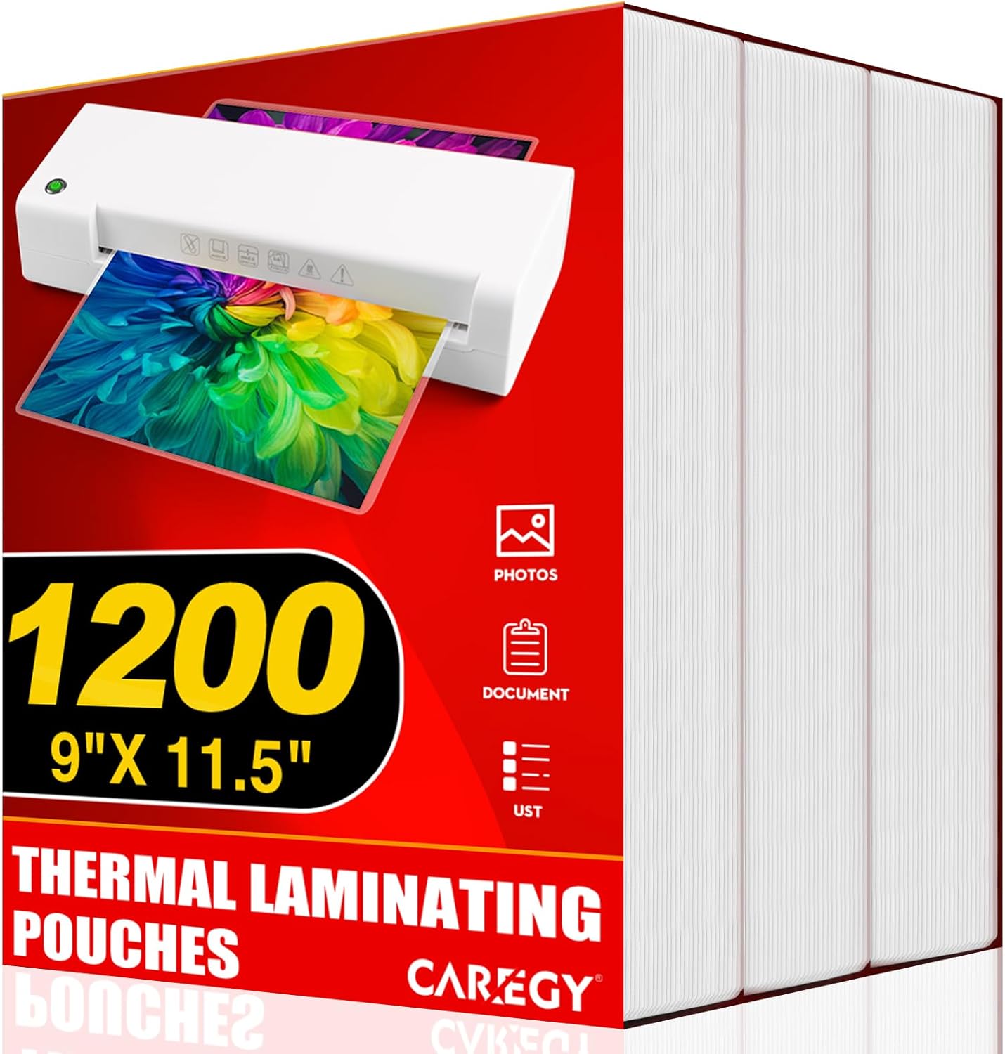 1200 Pack 9x11.5 Clear Laminating Sheets by CAREGY