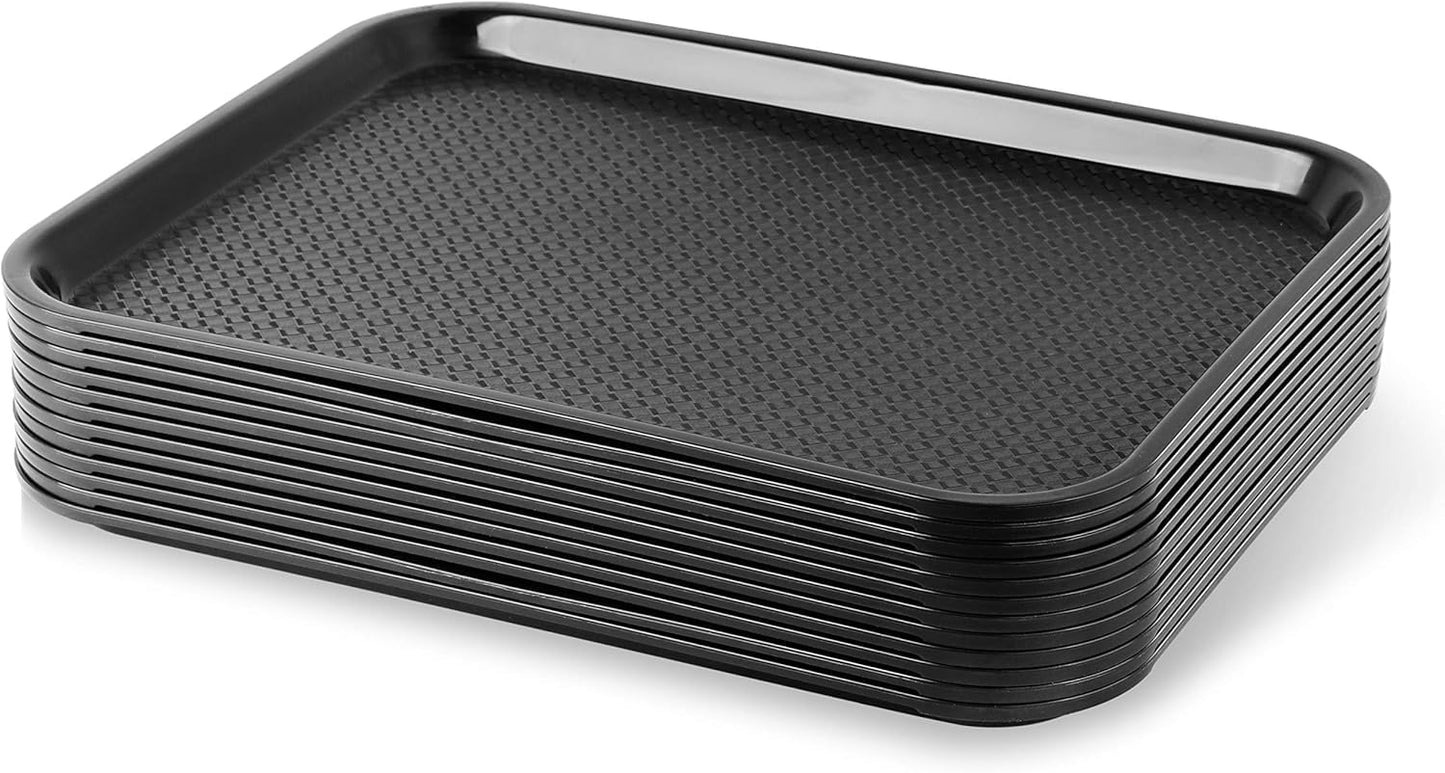 Fast Food Tray Set of 12, Lightweight Plastic for Casual Dining