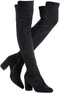 Women Over The Knee Boots Suede Thigh High Low Block Heel - Comfort