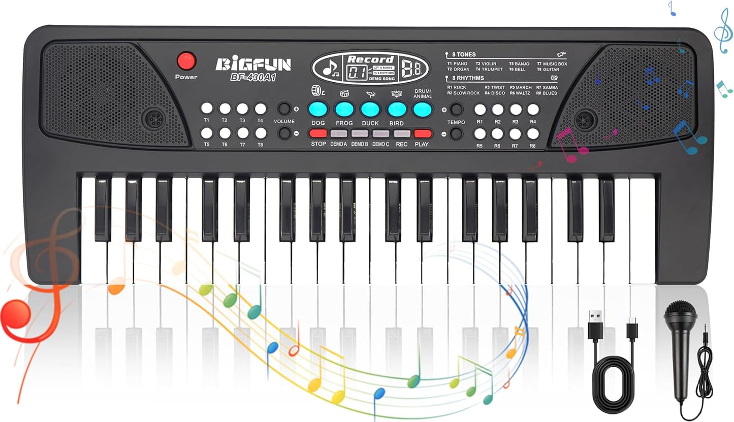 Portable 37-Key Kids Piano with Mic - Musical Fun for Ages 3-8