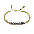 Sage Green Bracelet - Woven Rope Beaded Hematite Stones Unisex