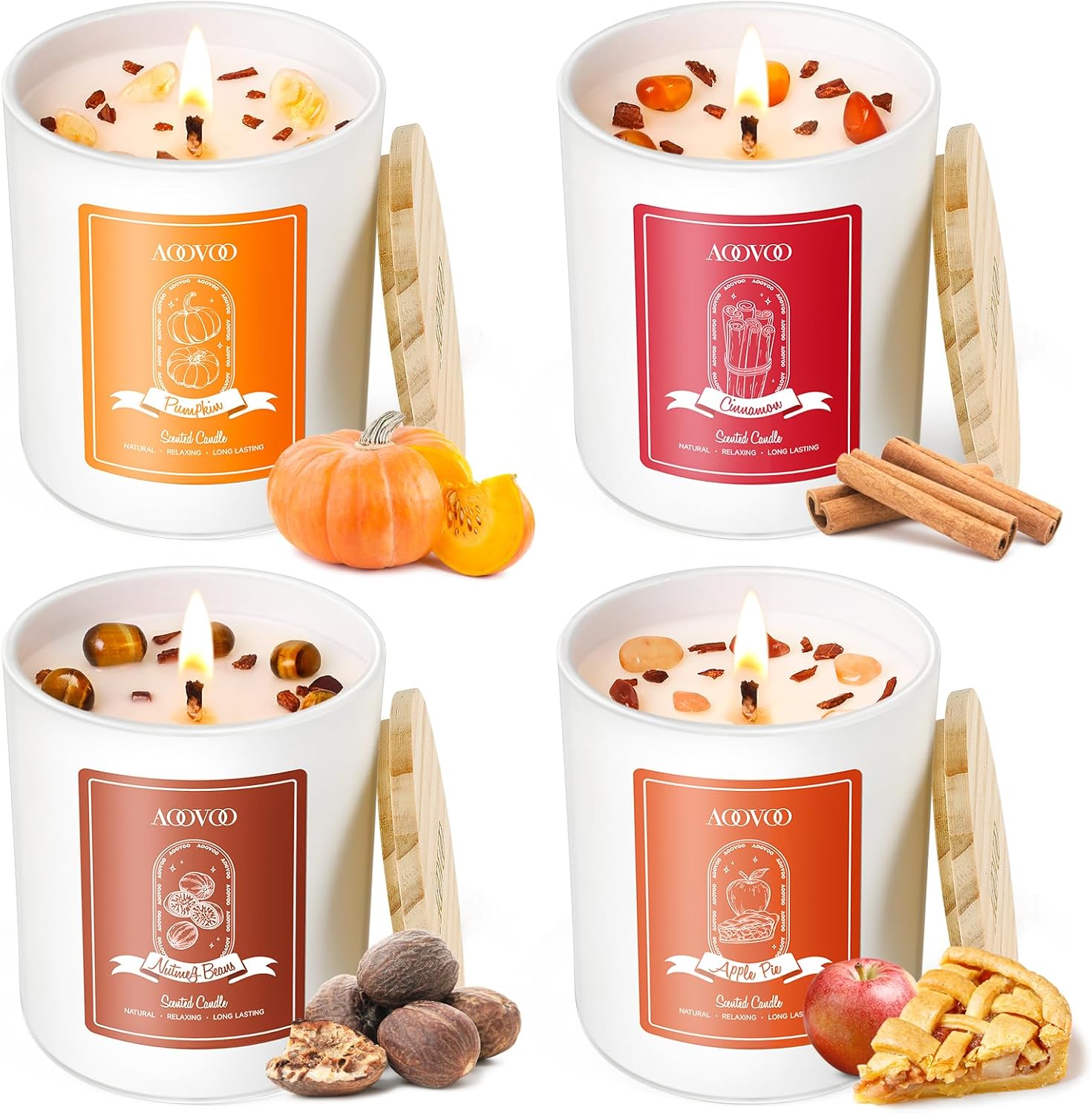 AOOVOO Fall Candles Set - 4 Pack Aromatherapy Candles