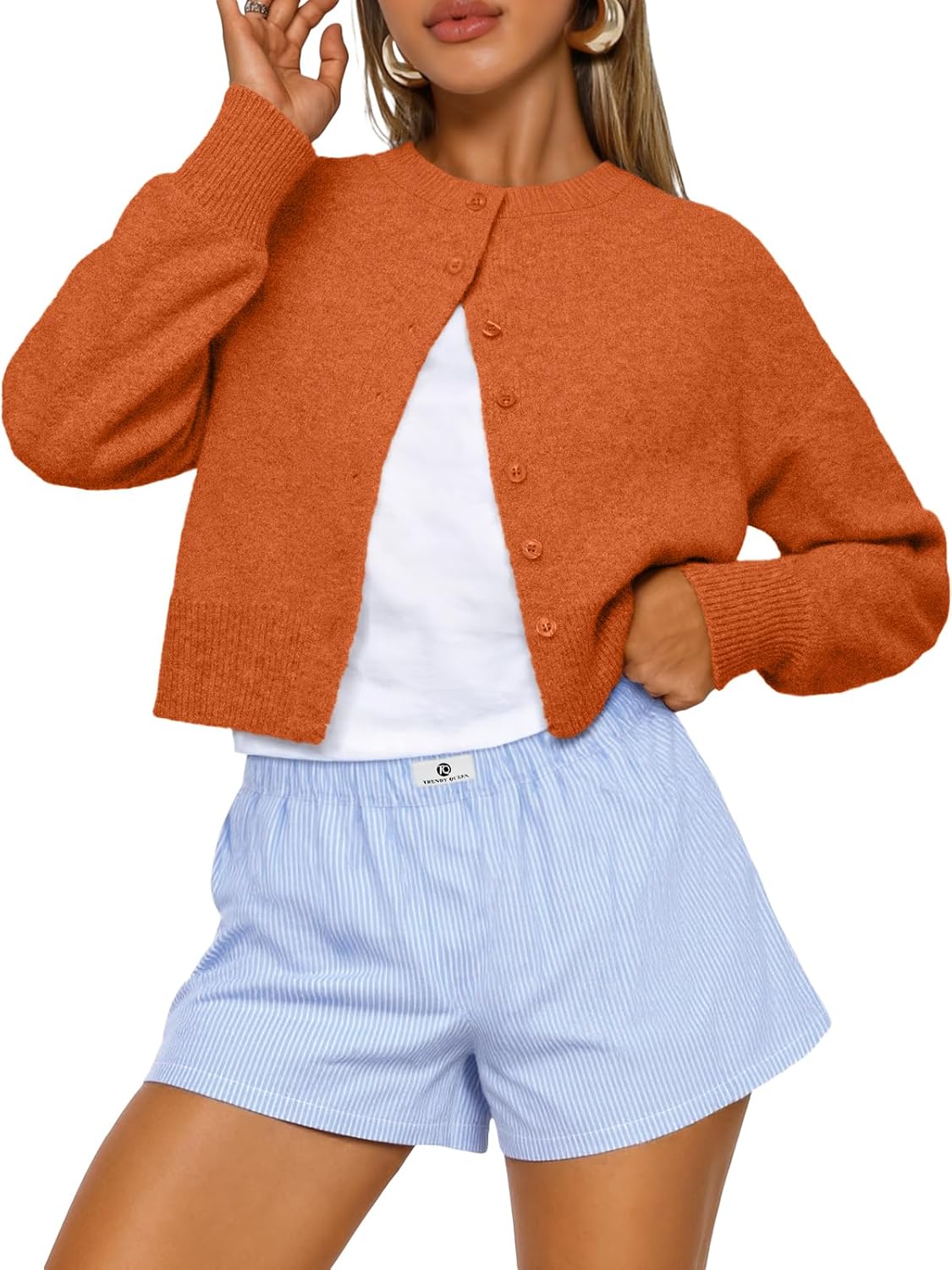 Trendy Queen Cropped Cardigan Sweaters for Women Fashion 2025