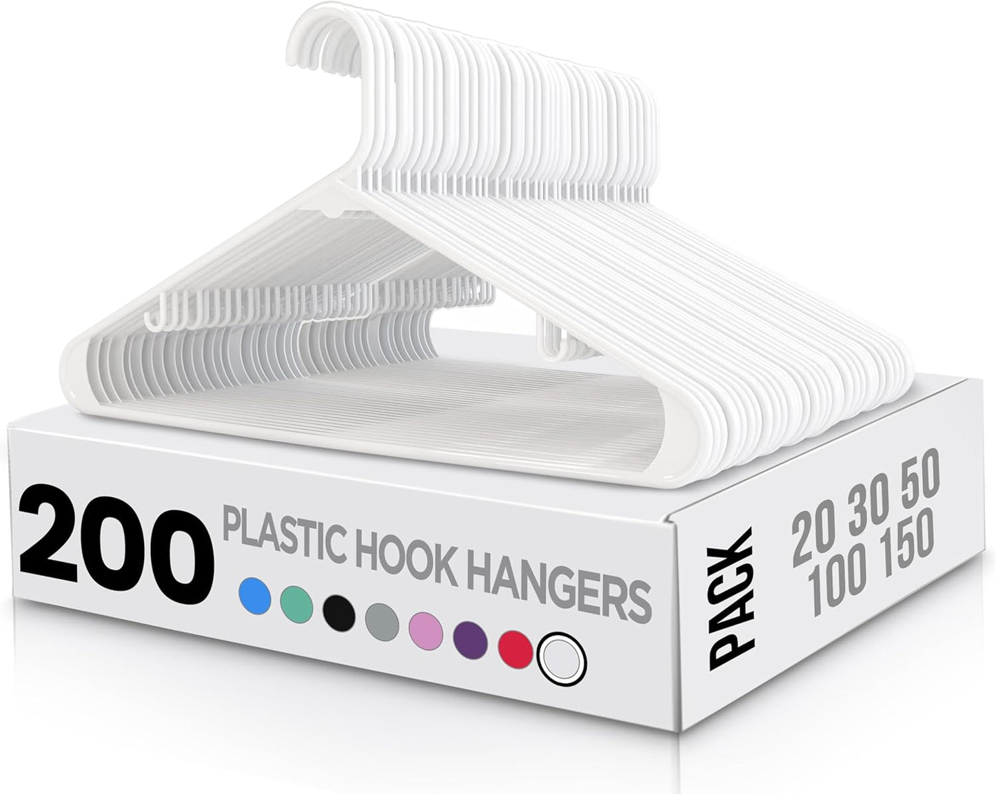 Durable Plastic Hangers 200 Pack for Space Saving Closet Needs