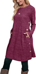 Long Sleeve Tunic Dress with Pockets and Side Buttons (Style L4RT)