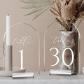 Clear Arch Table Numbers 5x7 in with 30 Stands - Wedding Signs