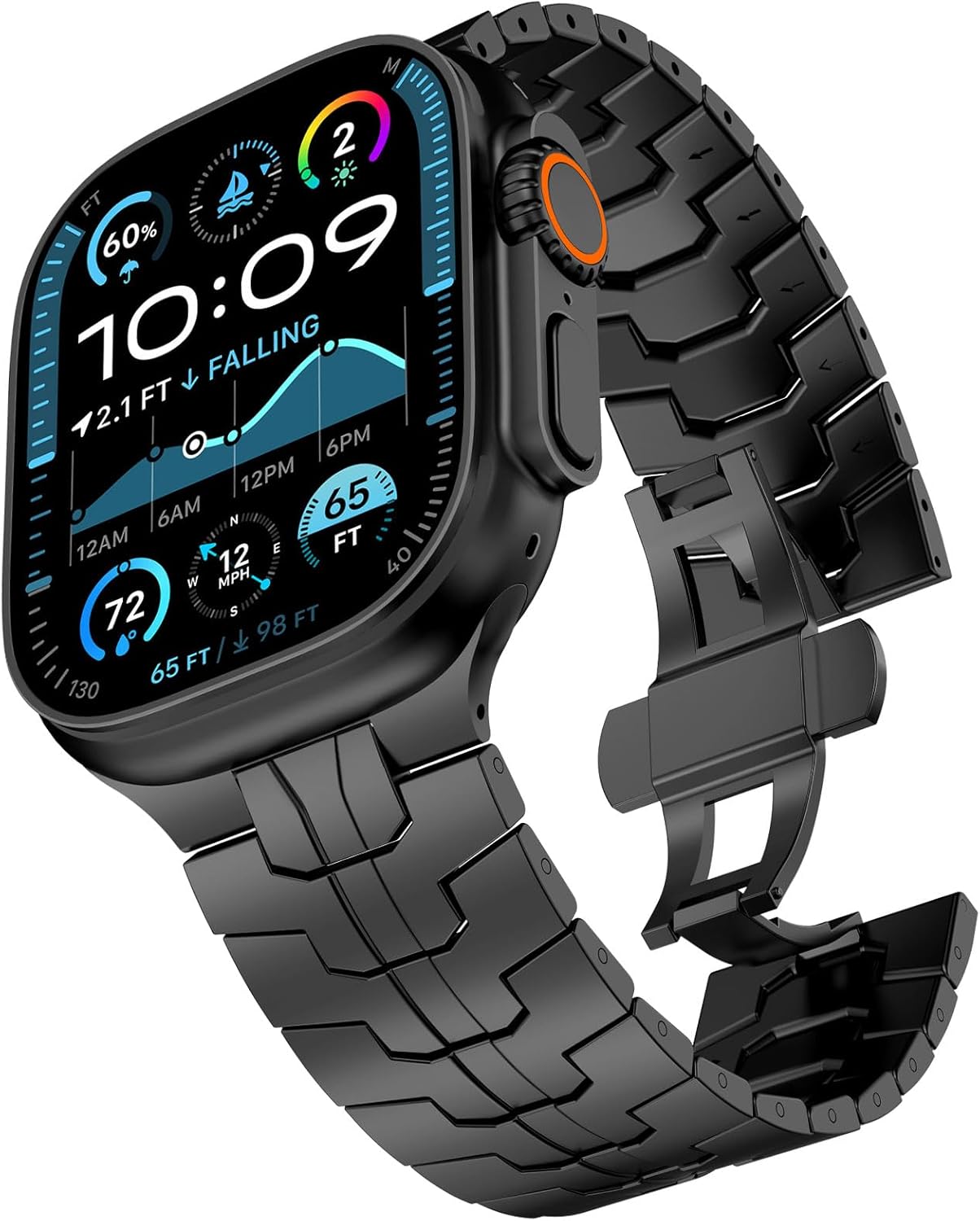 FULLIFE 24mm Wide Titanium Metal Band for Apple Watch Ultra