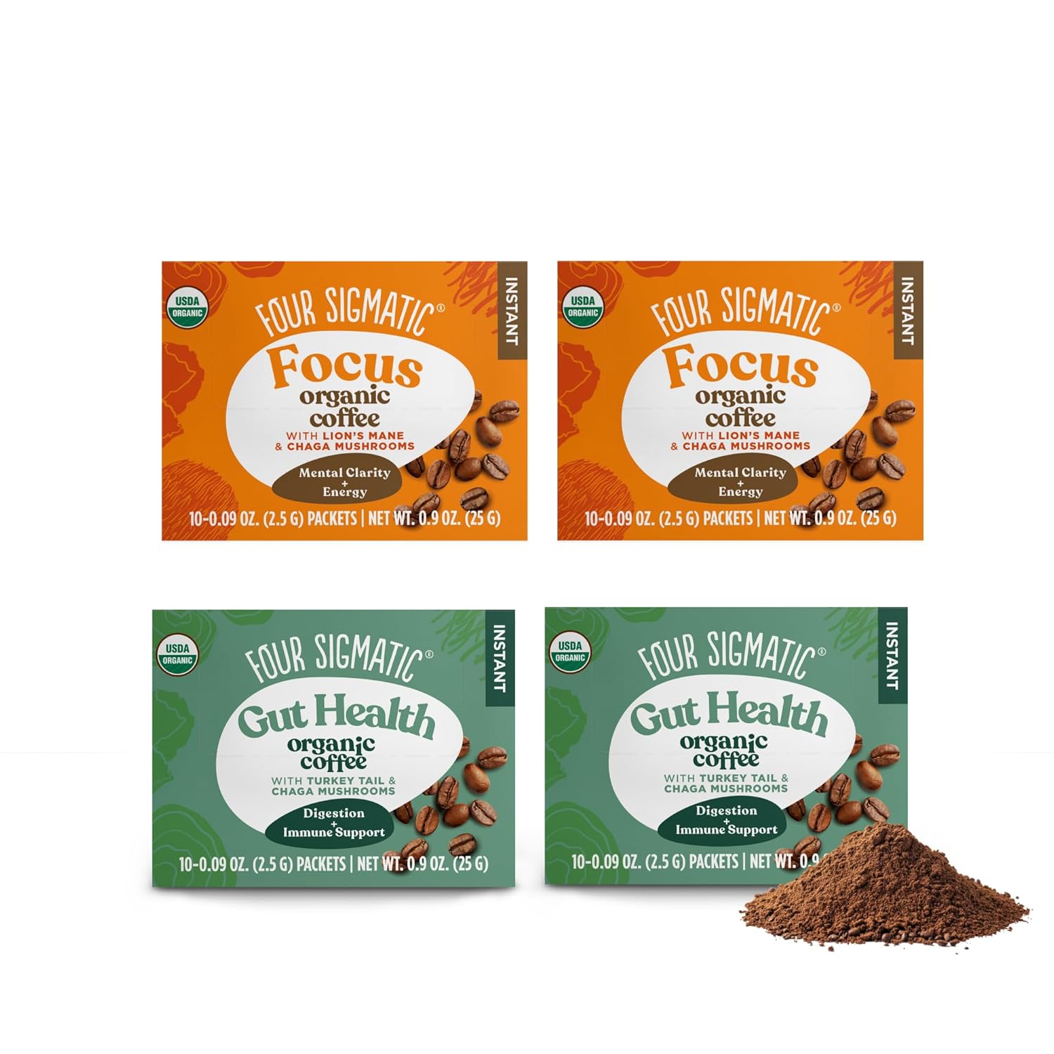 Four Sigmatic Mushroom Coffee Mix Pack of 4 for Energy Boost