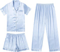 Silk Pajamas for Women 3 Piece Satin Set - Short Sleeve Comfort