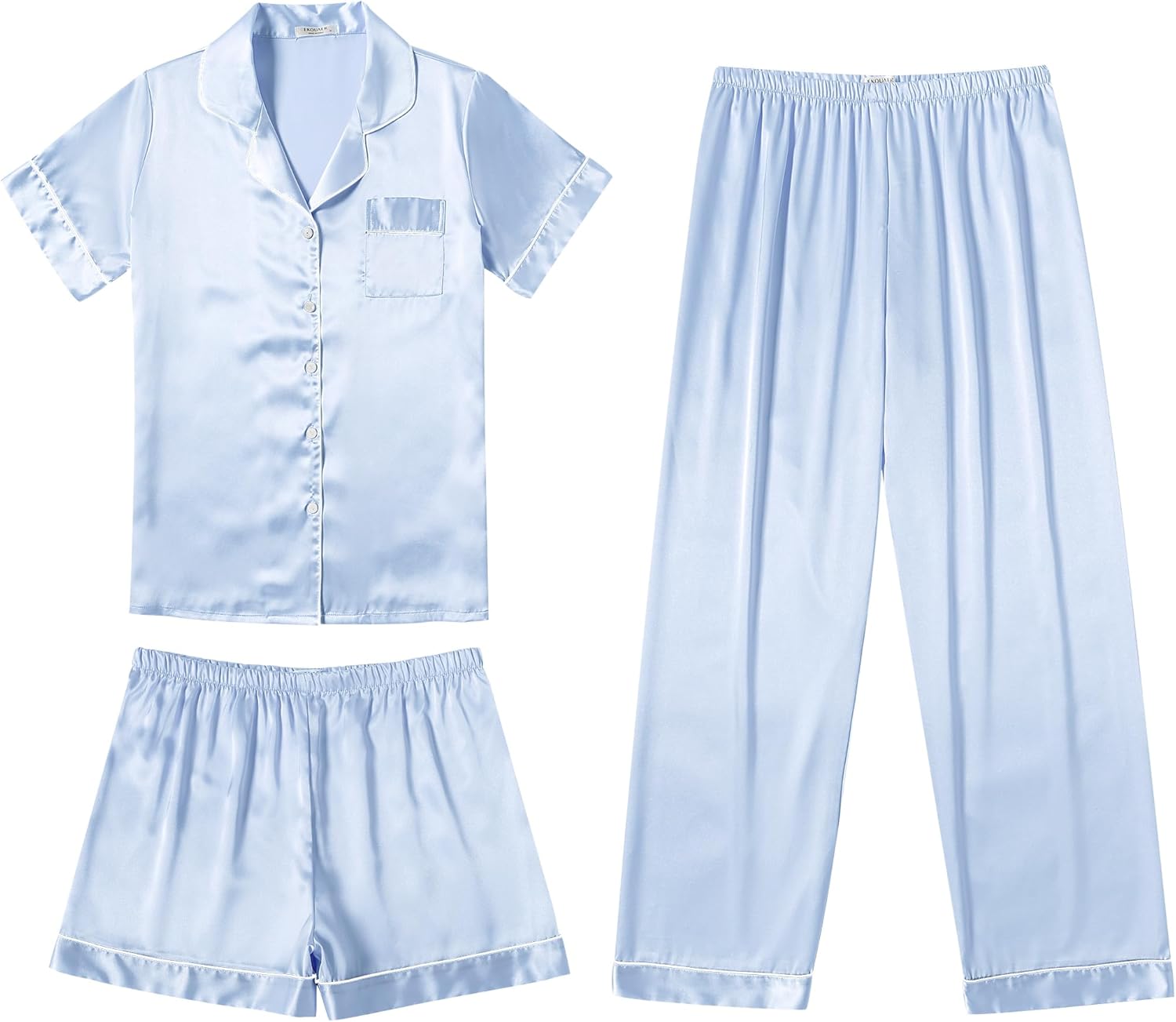 Ekouaer Silk Pajamas for Women Set Soft Satin Pjs Loungewear