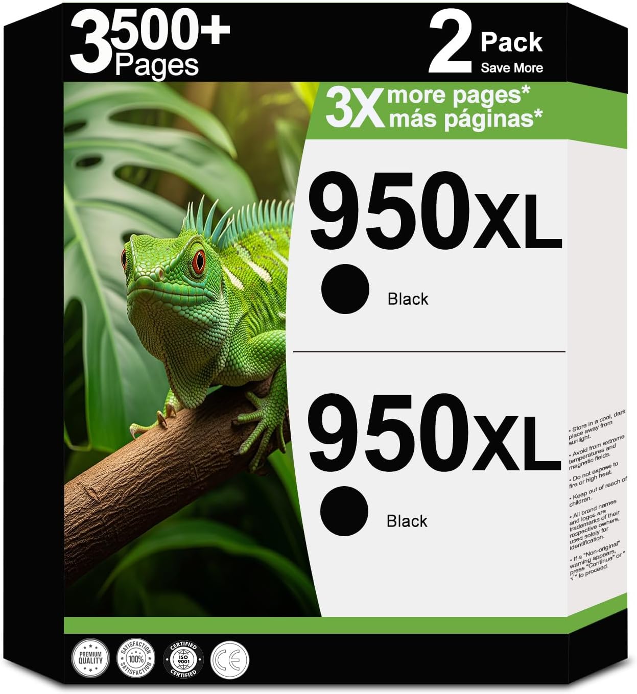 950XL Black Ink Cartridges Replacement for HP OfficeJet Pro