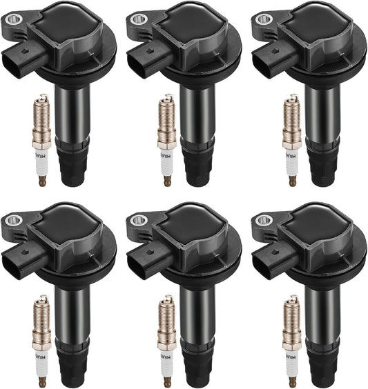Set of 6 UF553 Ignition Coil Pack and 5019 Spark Plugs for Ford