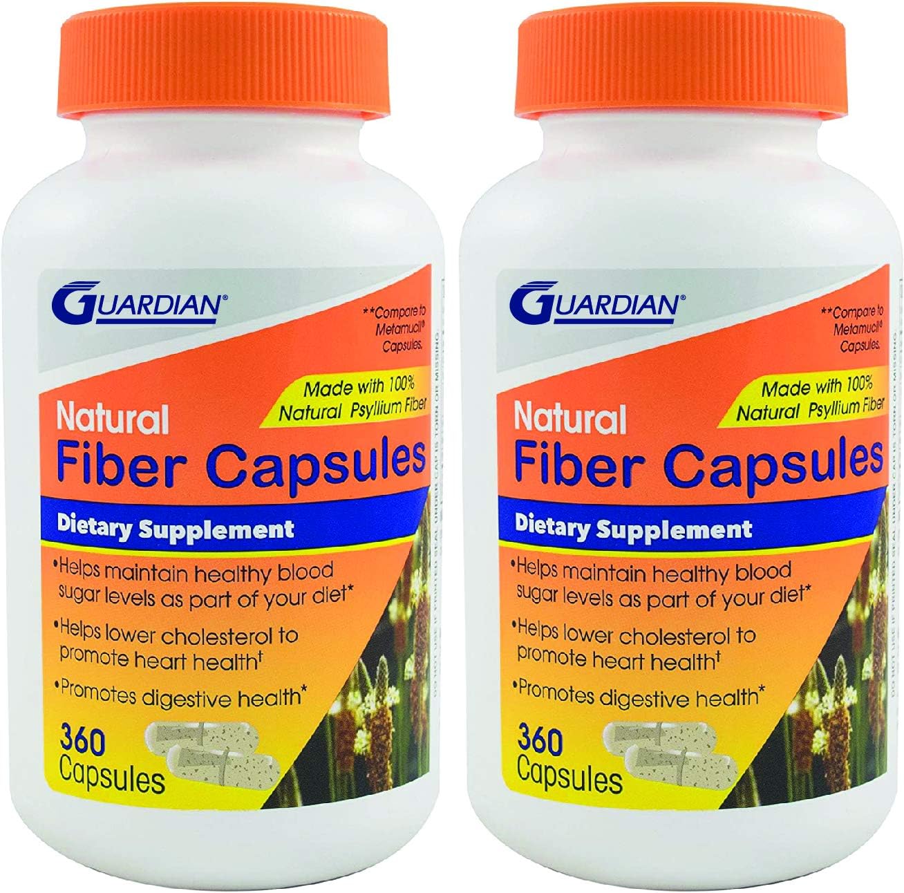 Psyllium Fiber Capsules for Digestive Health by Guardian - 720Ct