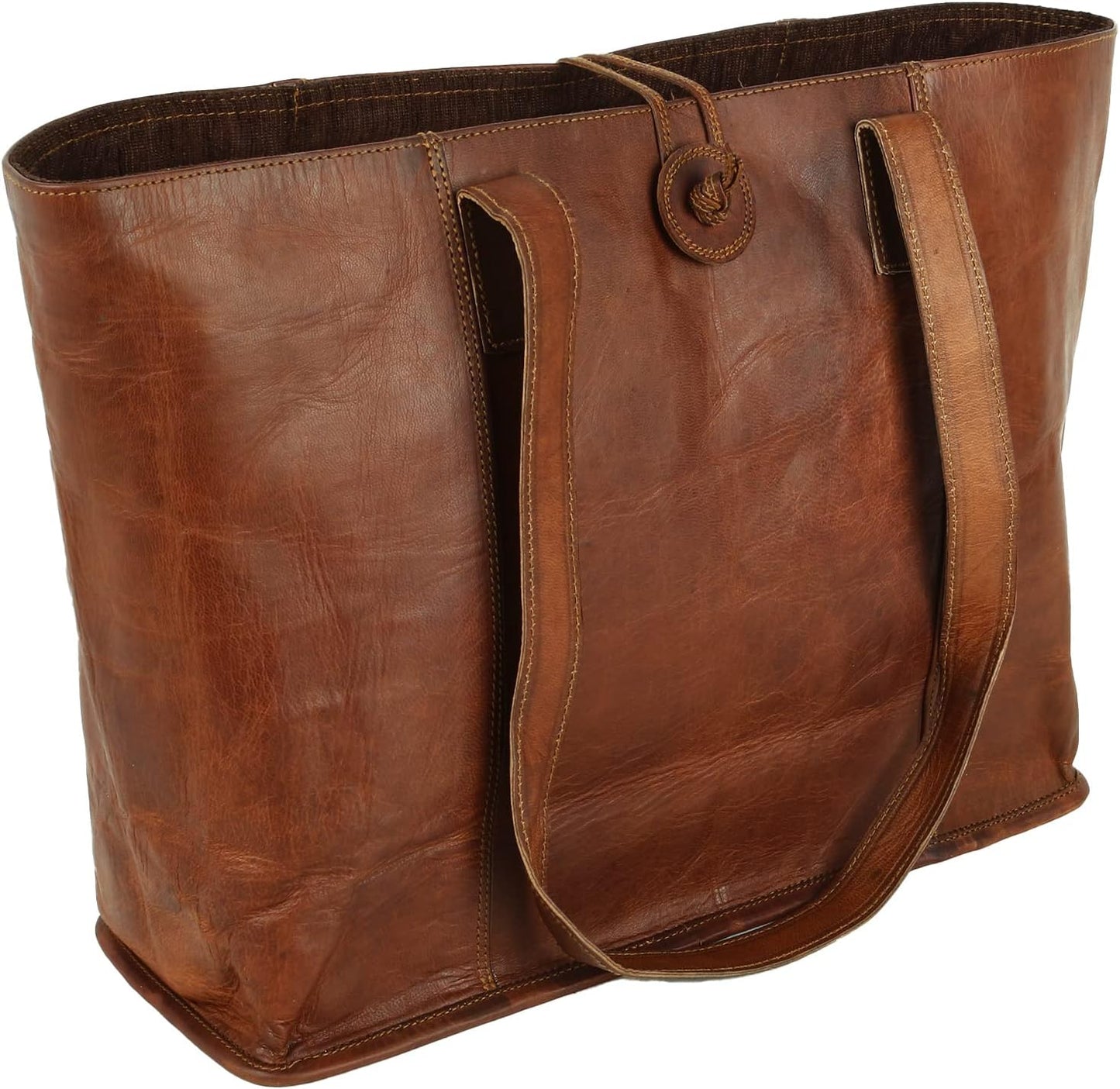 Vintage Genuine Leather Tote Bag for Women - Stylish and Functional