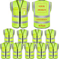 Class 2 High Visibility Reflective Vest with Zipper and Pockets
