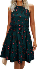 Halter Sundress with Pockets - Flowy Belted Summer Dress for Events