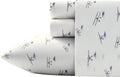 Cotton Percale King Sheets - Crisp & Cool 200 TC (Sea Planes Blue)