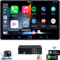 PLZ Single Din Car Stereo Wireless CarPlay Android Auto - 10.1in
