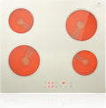 Noxton Electric Cooktop 24 Inch 4-Burner - Sleek Beige-gray Glass