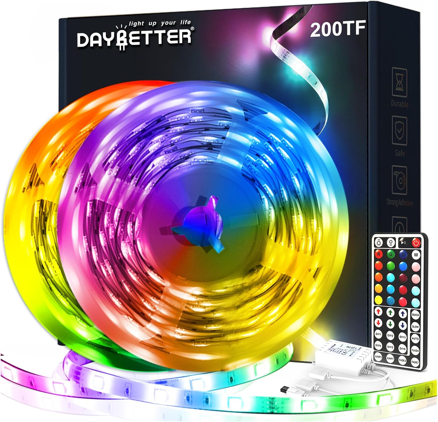 DAYBETTER 200ft RGB Led Strip Lights for Colorful Home Decor