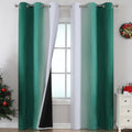 Green and Greyish White Ombre Blackout Curtains - Thermal Insulated