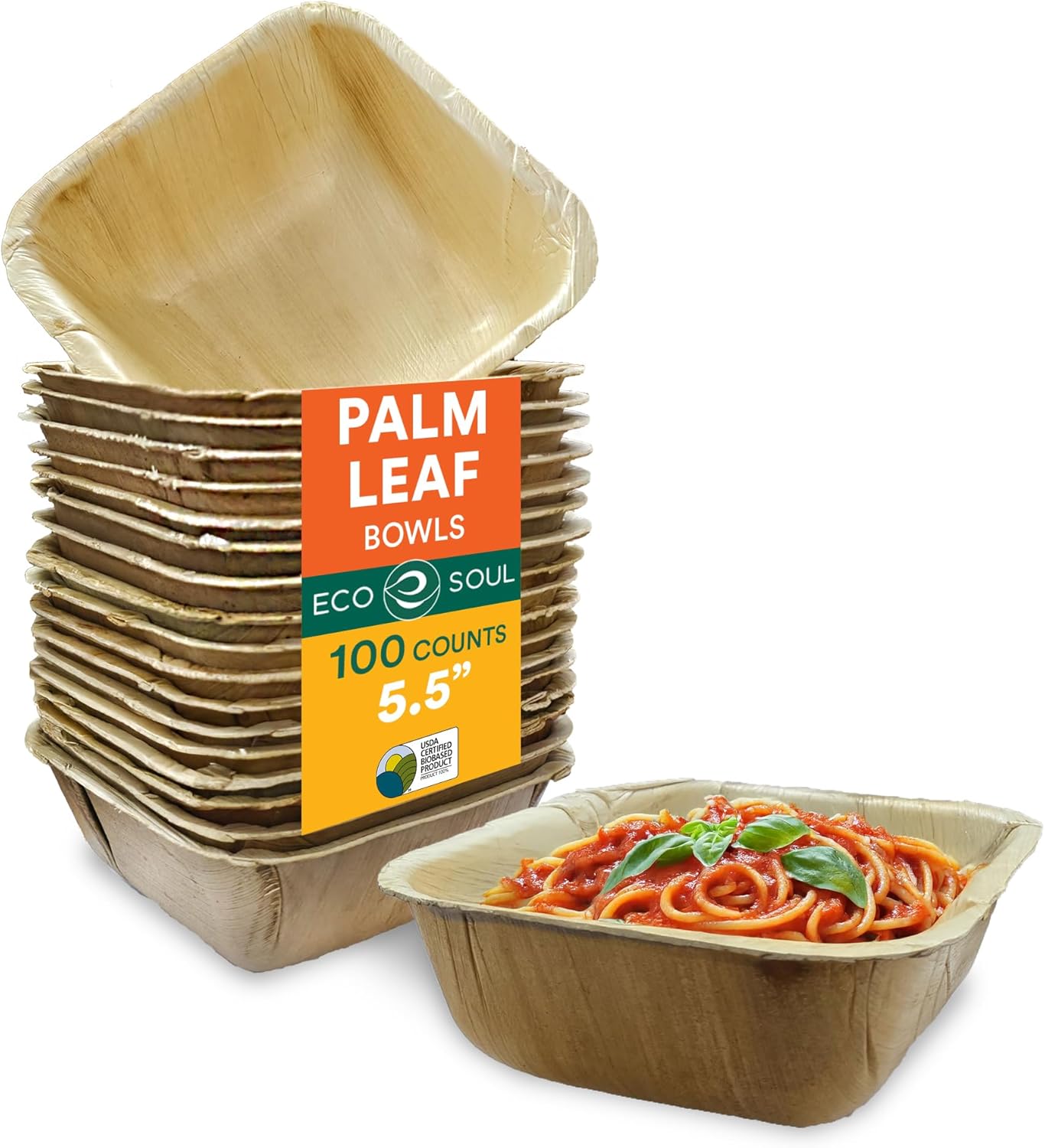 ECO SOUL Compostable Palm Leaf Bowls - Durable & Eco-friendly