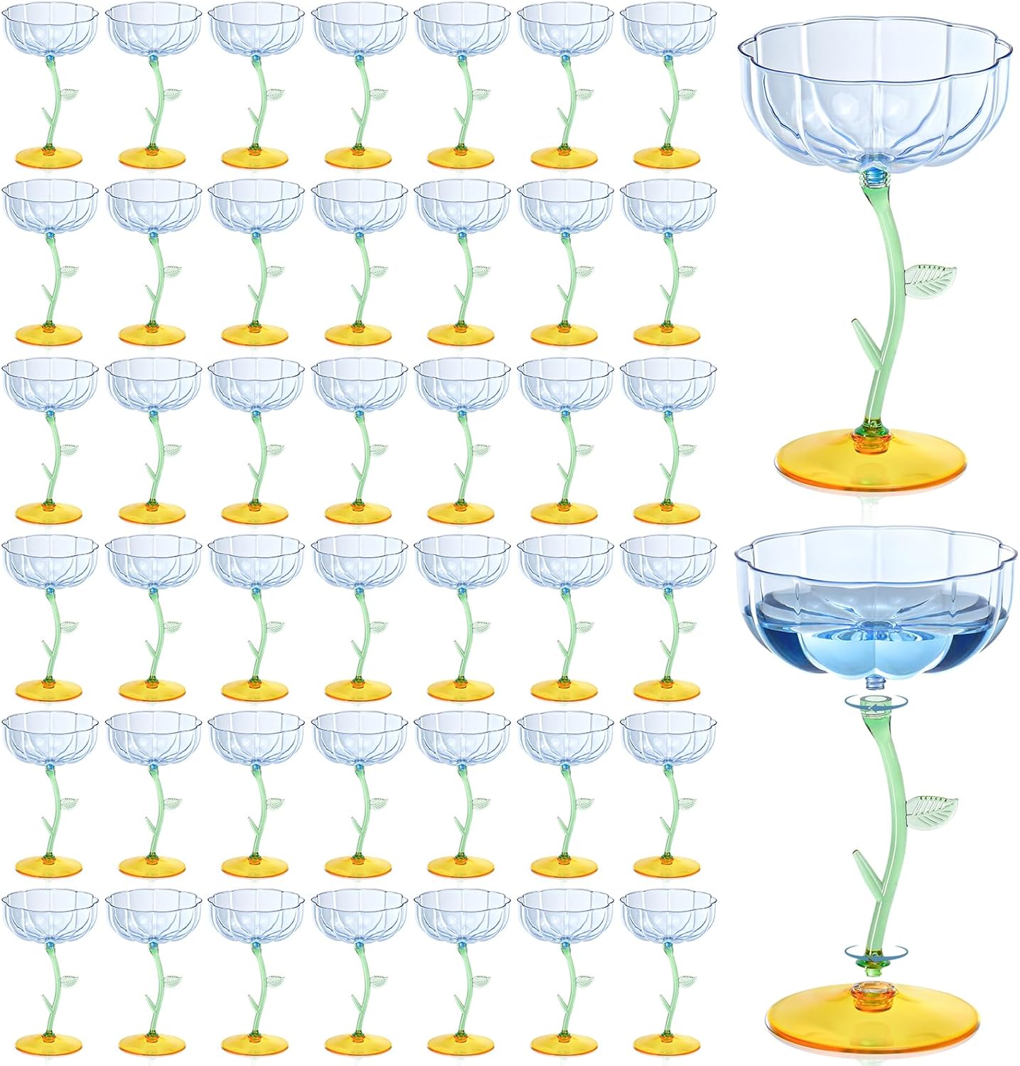 48 Pcs Pink Plastic Ribbed Coupe Glasses for Every Occasion