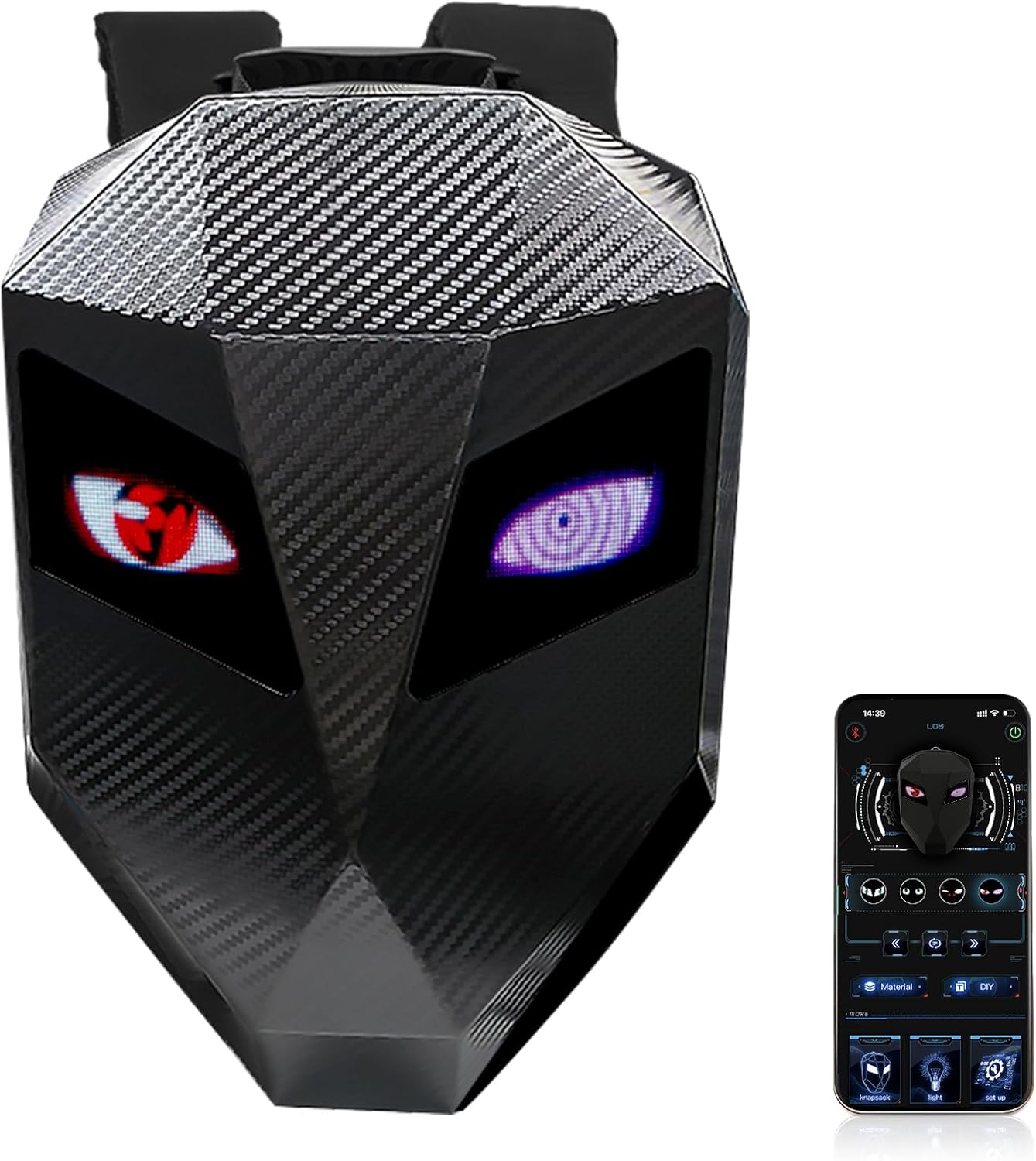 Carbon Fiber Motorcycle LED Backpack with Full-color Screen