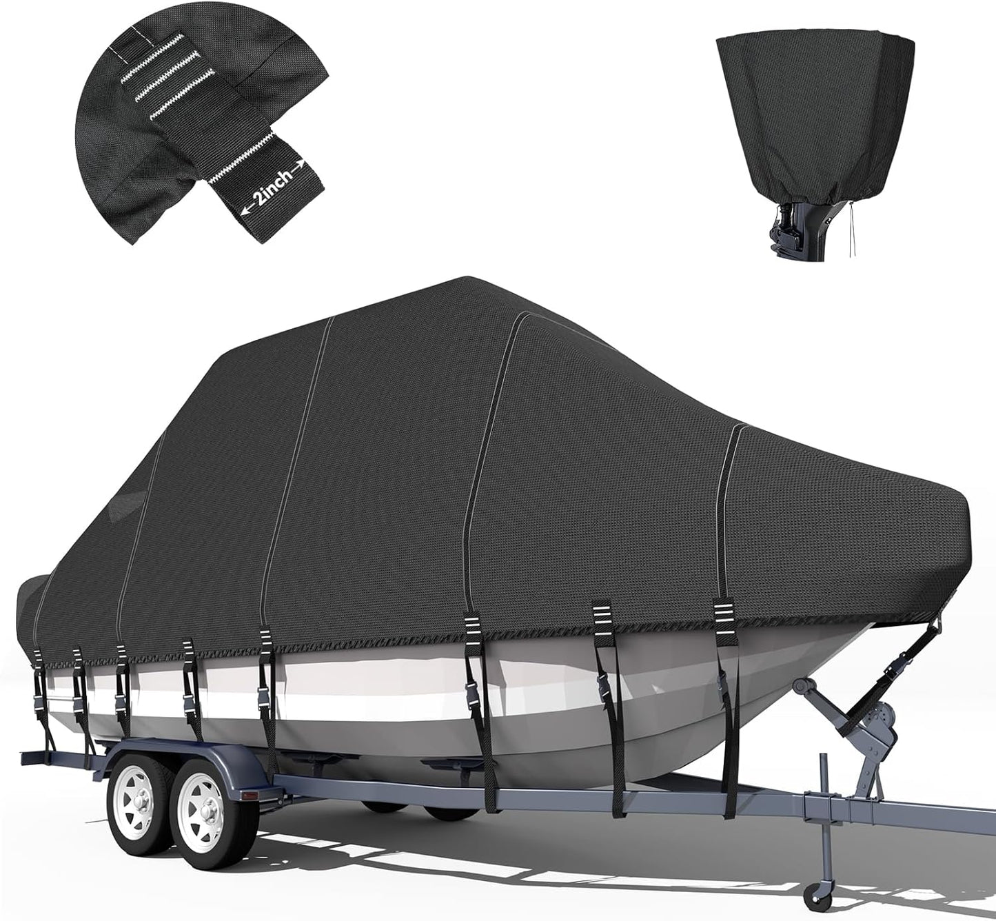 Durable Trailerable T-Top Boat Cover for 21ft-23ft Boats