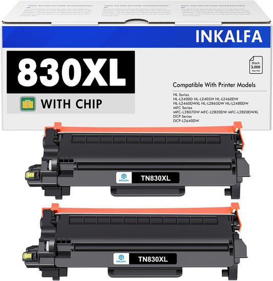 High Yield TN830 Toner Cartridges for Brother Printers - 2 Pack