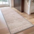 Boho 2x6 ft Runner Rug for Hallway - Soft, Washable Neutral Runner