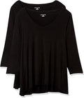 Women's 3/4 Sleeve V-Neck Swing T-Shirt Pack of 2 - Comfortable