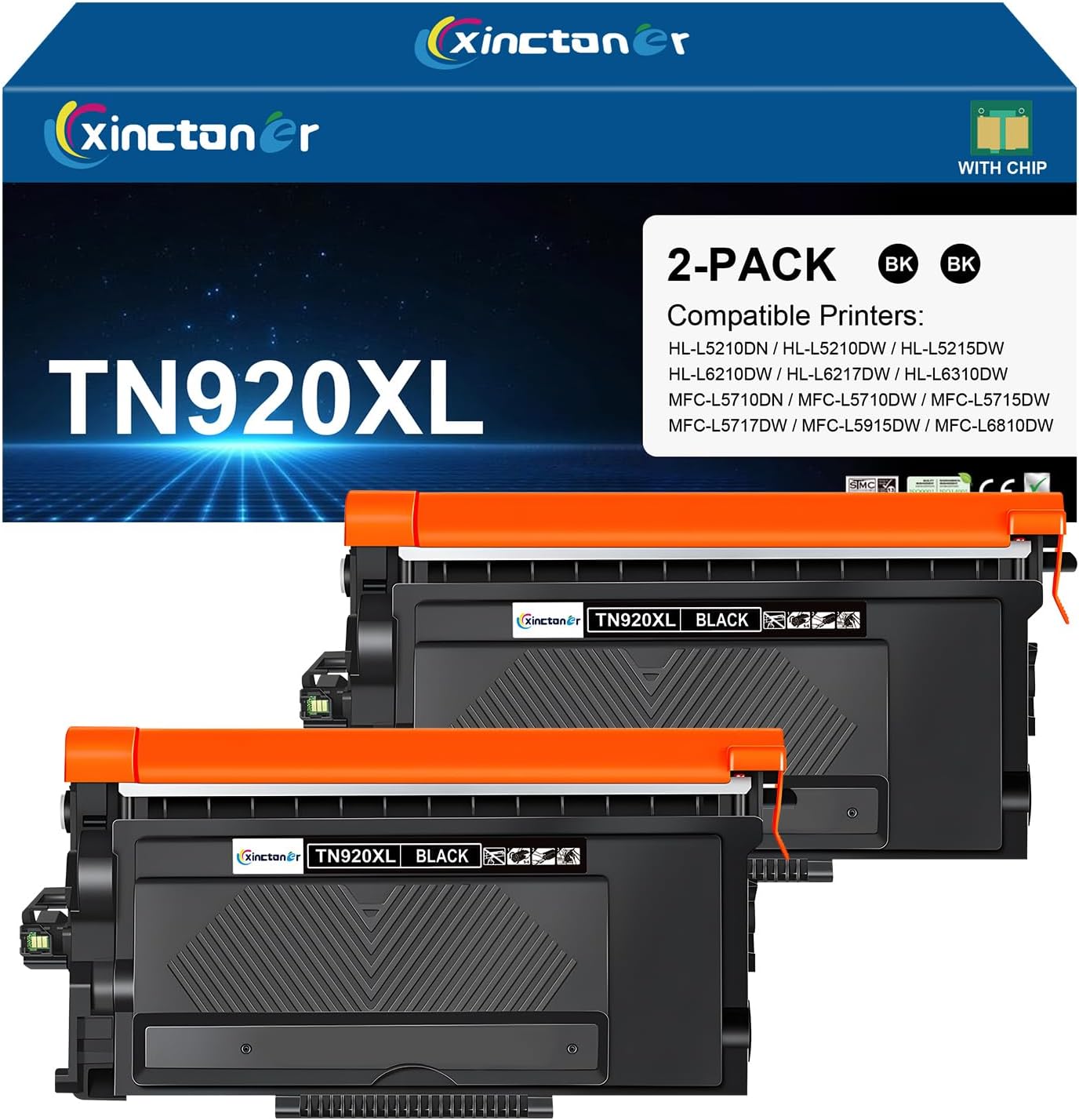 TN920XL Toner Cartridge Compatible for Brother Printers - 2 Pack