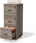Rustic Gray 3 Drawer File Cabinet with Lock - Tall Vertical Organizer
