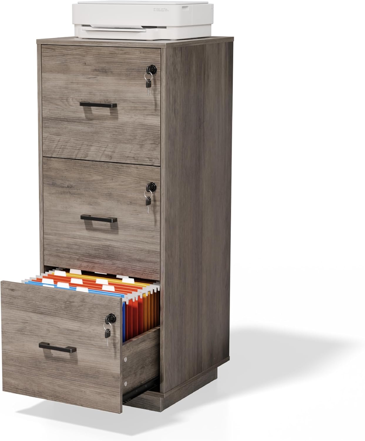 VINGLI 3 Drawer File Cabinet with Lock for Home Office Storage