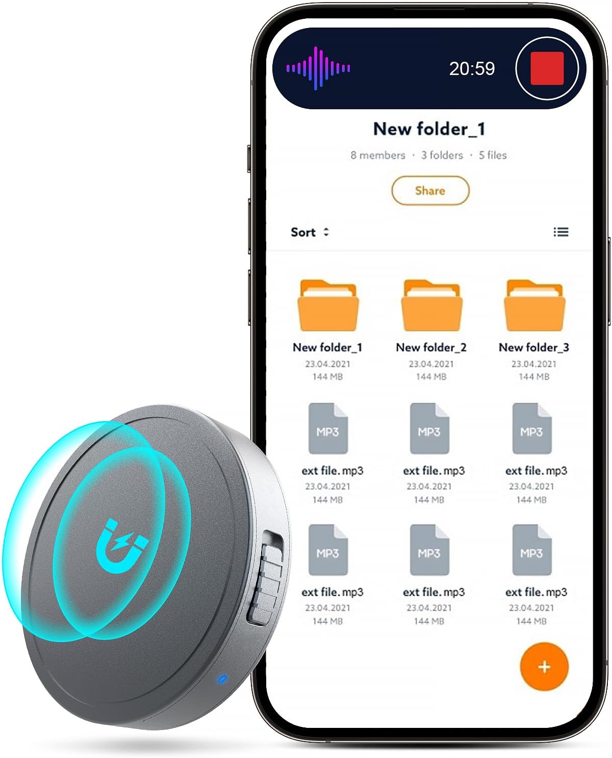 128G Magnetic Voice Activated Recorder for Work and Meetings