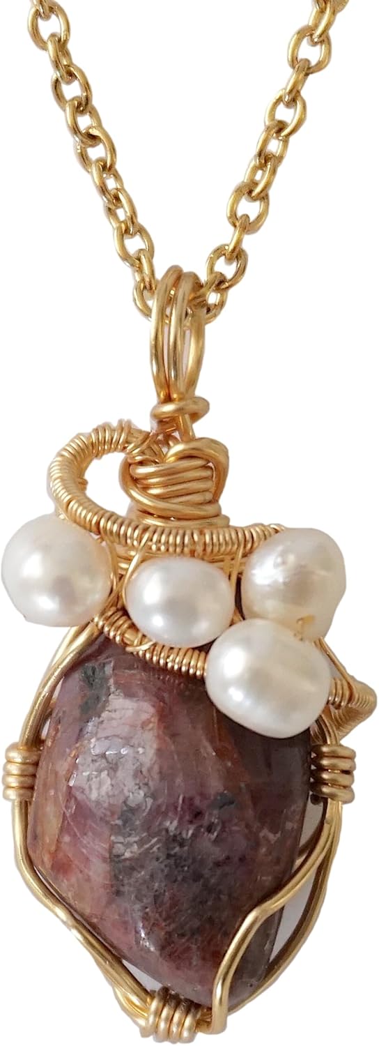 Women's Birthstone & Pearl Statement Necklace - Unique Design