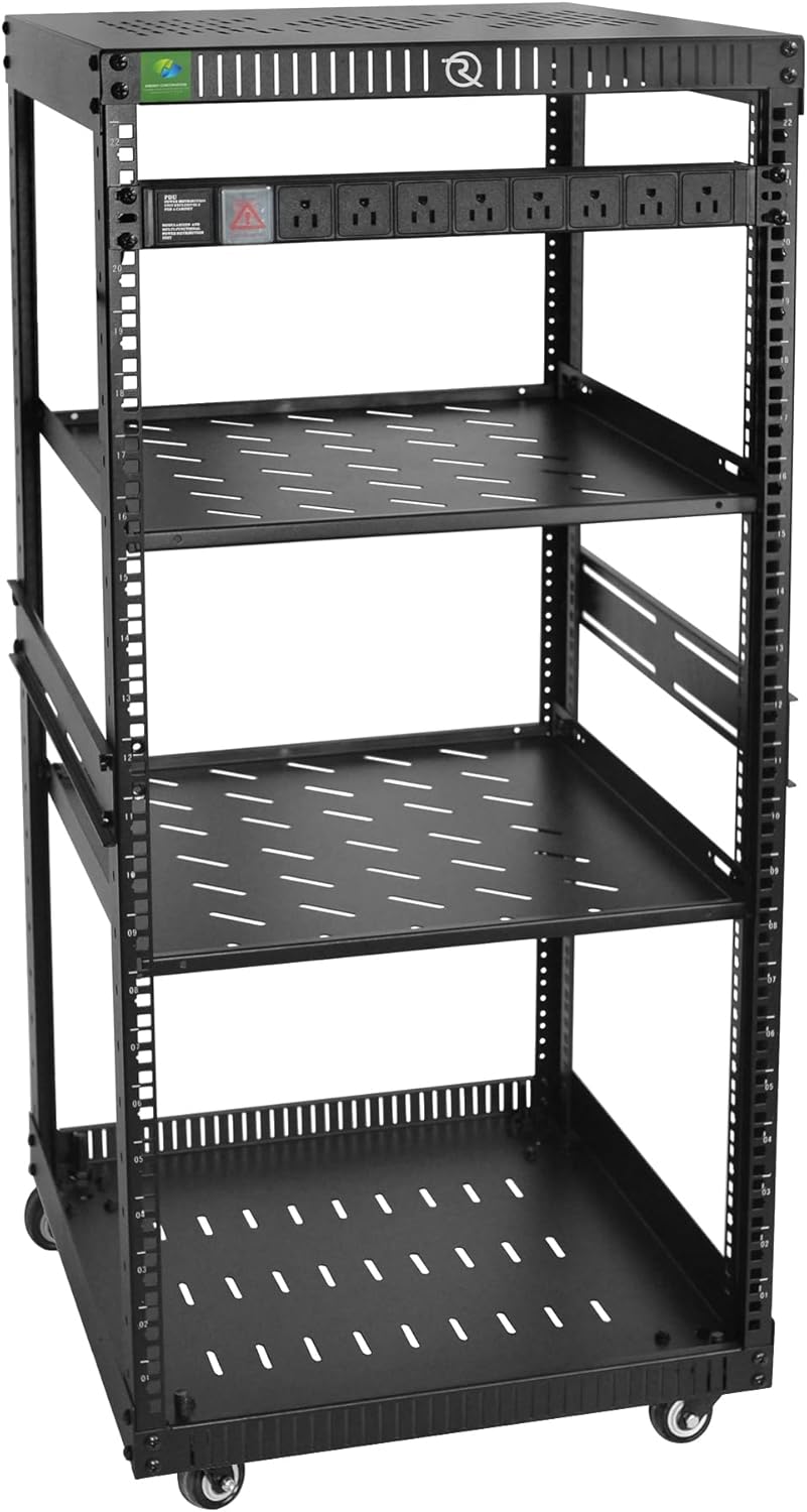 22U Network Rack with Reinforced Plates & Rolling Wheels for Gear