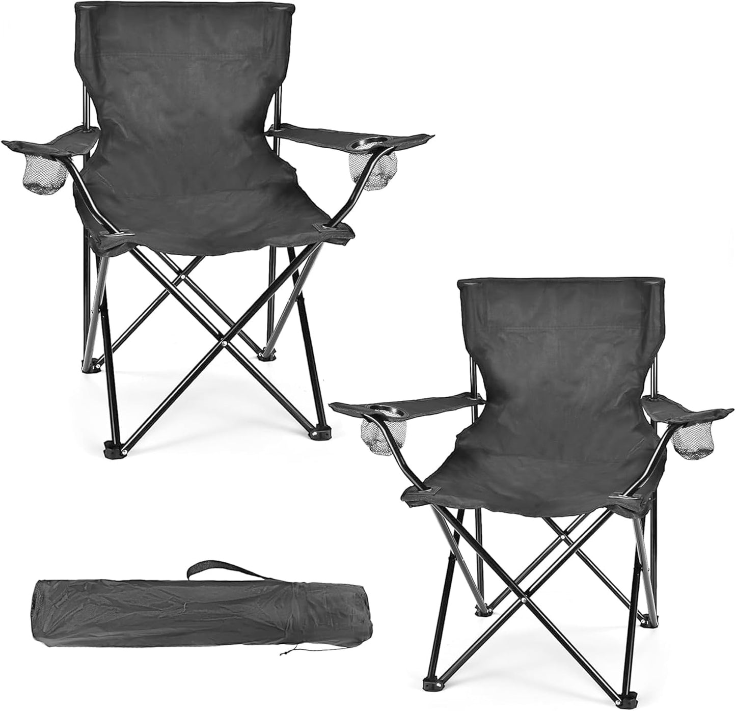 2 Pack Camping Chairs for Adults & Teens, Lightweight & Portable