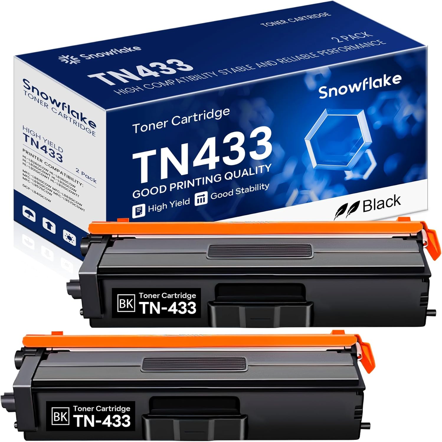 High Yield Black Toner Cartridge Compatible with Brother Printers