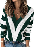 Sweaters for Women Long Sleeve Striped V Neck Pullover - Soft