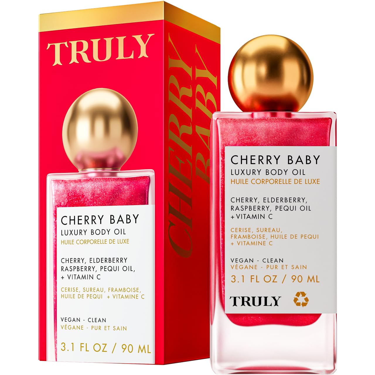 Truly Cherry Baby Luxury Body Oil for Exfoliating and Hydrating Skin