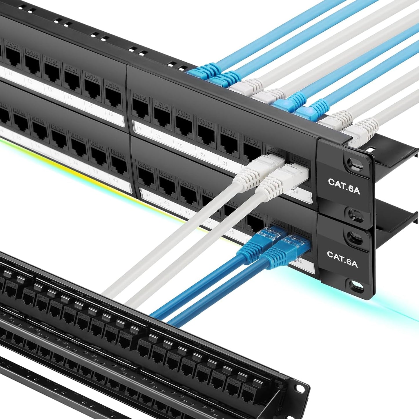 48 Port Cat6A Patch Panel with Inline Keystone for 10G Support