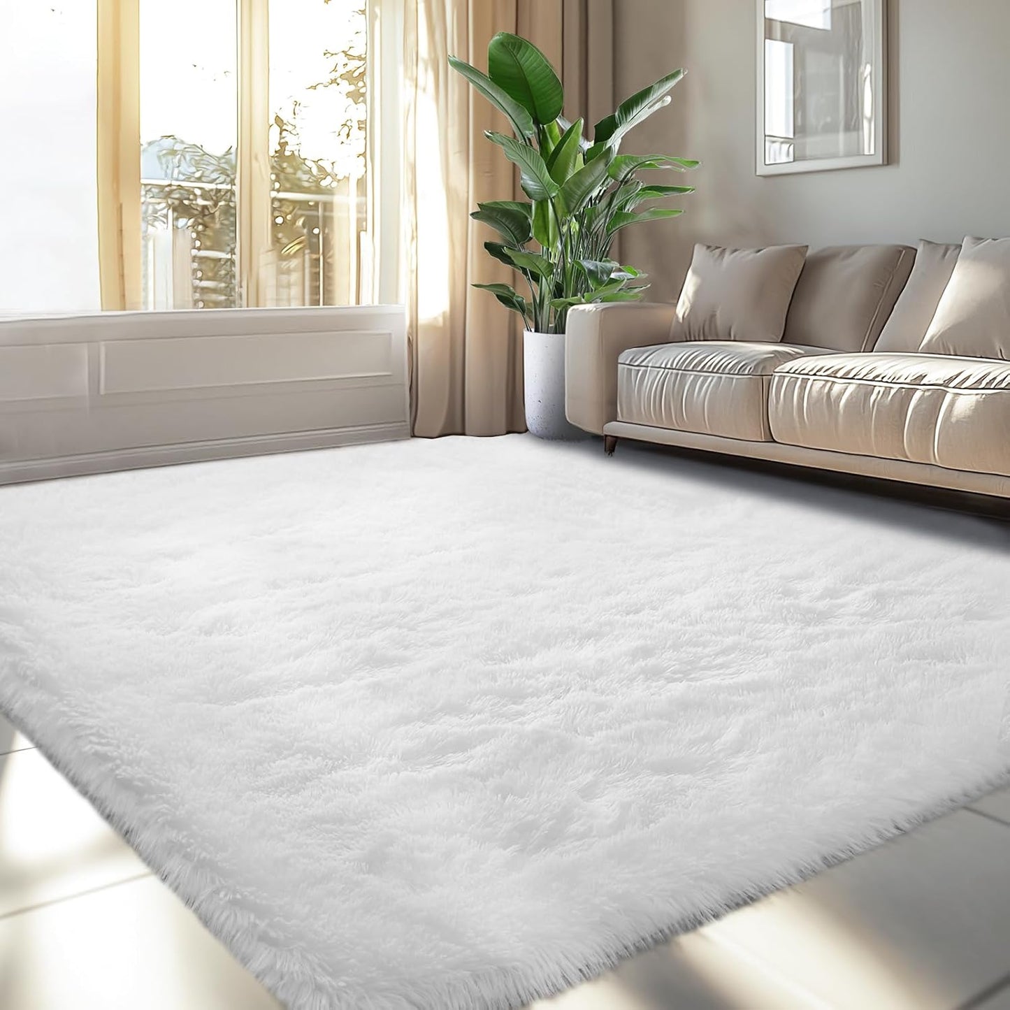 Fluffy Area Rug for Living Room 6x9: Soft Plush Shag Carpet